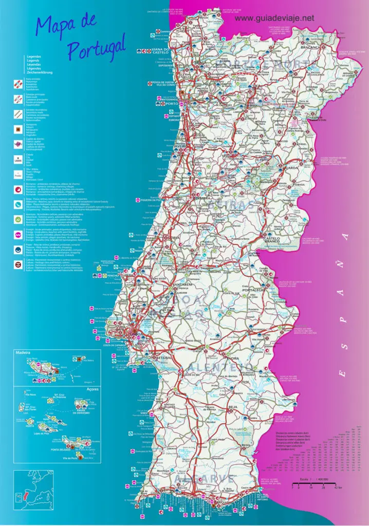 Mapa carreteras Portugal